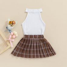 Load image into Gallery viewer, Tank Tops Plaid with Mini Pleated Skirt - Little JQube
