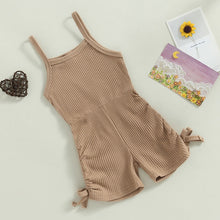 Load image into Gallery viewer, Brown Ribbed Sleeveless Romper - Little JQube
