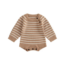 Load image into Gallery viewer, Stripped Knit Sweater Button Romper - Little JQube
