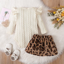 Load image into Gallery viewer, Knitted Romper with Leopard Print Mini Skirt - Little JQube
