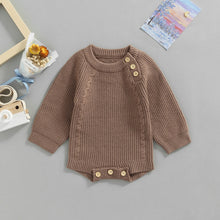 Load image into Gallery viewer, Knit Sweater Button Romper - Little JQube
