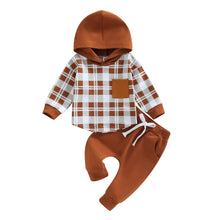 Load image into Gallery viewer, Patchwork Hooded Plaid Top and Sweatpants - Little JQube
