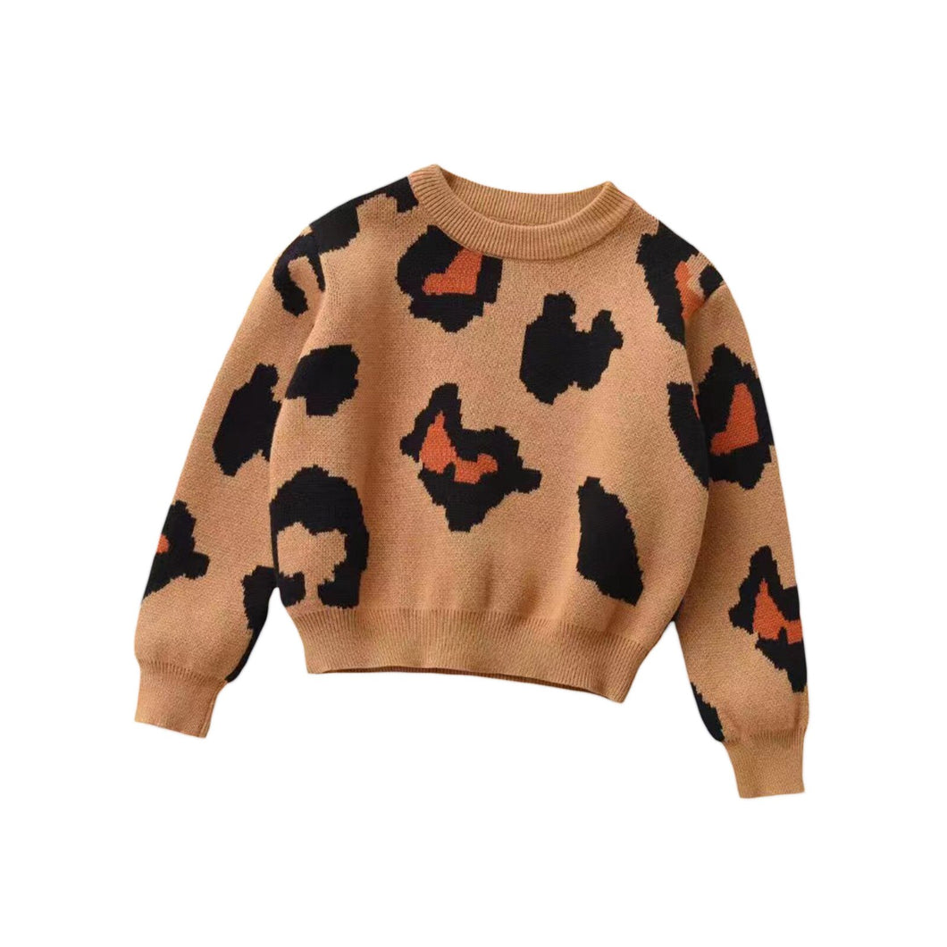 Leopard Print Knit Sweater - Little JQube