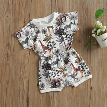 Load image into Gallery viewer, Animal Print Short Sleeve Tops and Shorts - Little JQube
