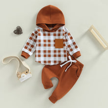 Load image into Gallery viewer, Patchwork Hooded Plaid Top and Sweatpants - Little JQube
