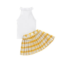 Load image into Gallery viewer, Tank Tops Plaid with Mini Pleated Skirt - Little JQube
