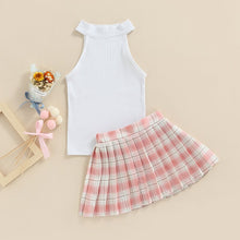 Load image into Gallery viewer, Tank Tops Plaid with Mini Pleated Skirt - Little JQube
