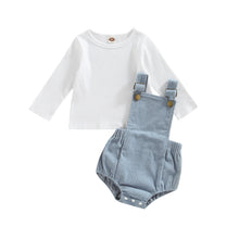 Load image into Gallery viewer, Baby Ribbed Top and Suspender Romper - Little JQube
