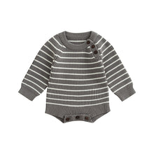 Load image into Gallery viewer, Stripped Knit Sweater Button Romper - Little JQube
