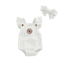 Load image into Gallery viewer, Sun Print Ruffle Romper with Hair Bow - Little JQube
