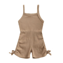 Load image into Gallery viewer, Brown Ribbed Sleeveless Romper - Little JQube
