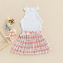 Load image into Gallery viewer, Tank Tops Plaid with Mini Pleated Skirt - Little JQube
