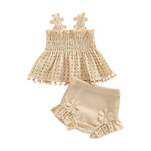 Load image into Gallery viewer, Cutout Pleated Tank Tops and Ruffle Shorts - Little JQube
