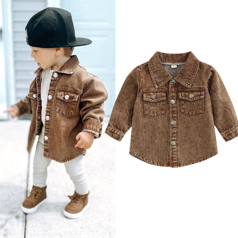 Brown Denim Jean Jacket - Little JQube