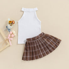 Load image into Gallery viewer, Tank Tops Plaid with Mini Pleated Skirt - Little JQube
