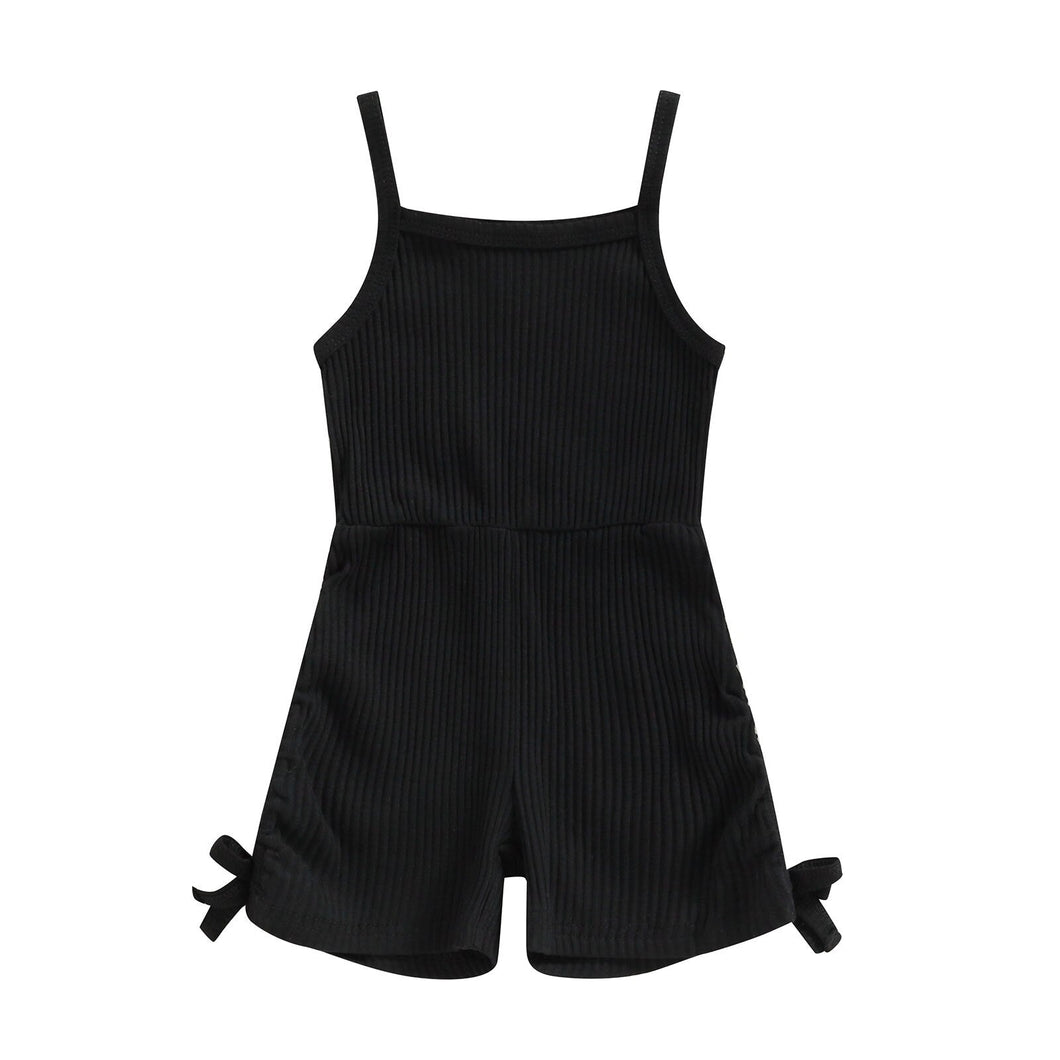 Black Ribbed Sleeveless Romper - Little JQube