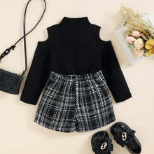 Load image into Gallery viewer, Ribbed Turtleneck Top and Plaid Short - Little JQube
