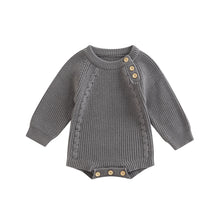 Load image into Gallery viewer, Knit Sweater Button Romper - Little JQube
