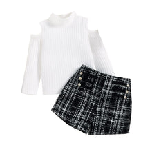 Load image into Gallery viewer, Ribbed Turtleneck Top and Plaid Short - Little JQube
