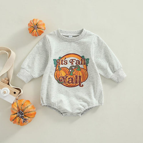 Pumpkin Print Sweatshirt Romper - Little JQube