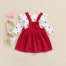 Load image into Gallery viewer, Heart Pattern Romper with Suspender Skirt - Little JQube
