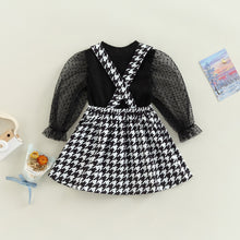 Load image into Gallery viewer, Sheer Dot Puff Top with Houndstooth Print Dress Set - Little JQube
