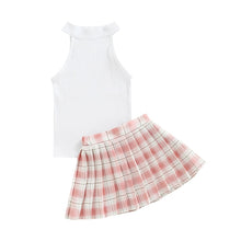 Load image into Gallery viewer, Tank Tops Plaid with Mini Pleated Skirt - Little JQube
