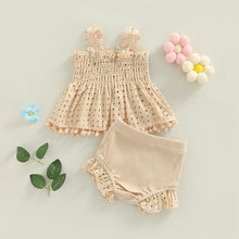 Load image into Gallery viewer, Cutout Pleated Tank Tops and Ruffle Shorts - Little JQube
