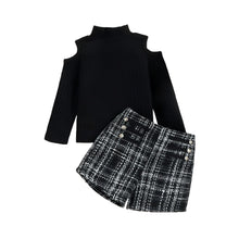 Load image into Gallery viewer, Ribbed Turtleneck Top and Plaid Short - Little JQube
