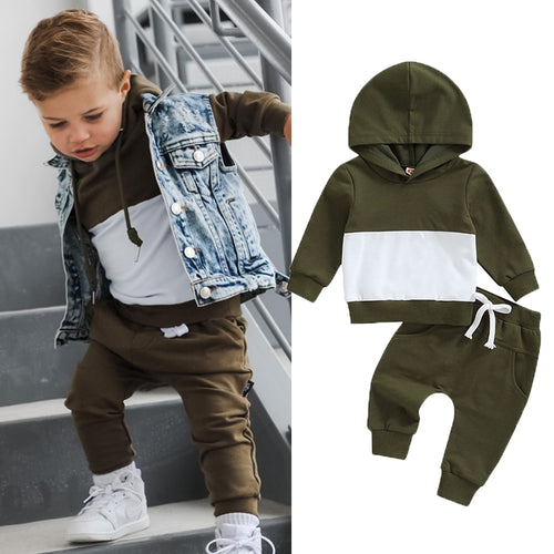 Color Block Hooded Tracksuit Set - Little JQube