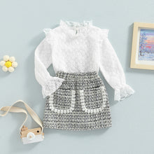 Load image into Gallery viewer, Lace Flower Pattern Top and Jacquard Skirts Set - Little JQube
