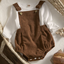 Load image into Gallery viewer, Baby Ribbed Top and Suspender Romper - Little JQube
