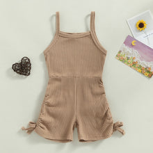 Load image into Gallery viewer, Brown Ribbed Sleeveless Romper - Little JQube
