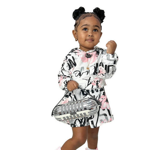 2pcs Long Sleeve Hoodies and Skirt Set - Little JQube