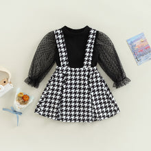 Load image into Gallery viewer, Sheer Dot Puff Top with Houndstooth Print Dress Set - Little JQube
