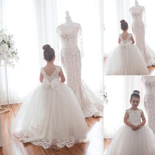 Load image into Gallery viewer, Lace Applique Flower Girls Dress - Little JQube
