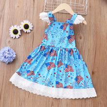 Load image into Gallery viewer, Summer Sleeveless Firework Flag Dress - Little JQube
