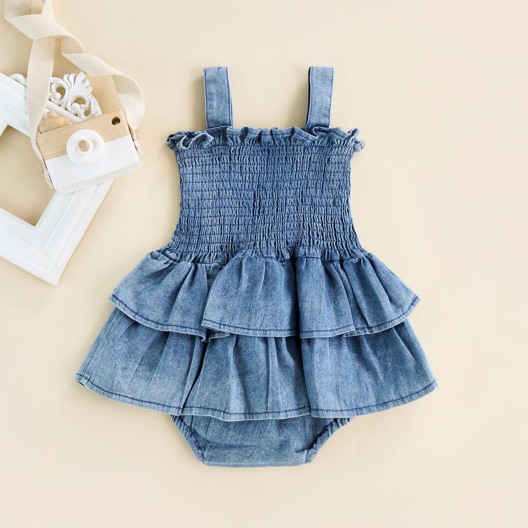 Sleeveless Denim Romper - Little JQube