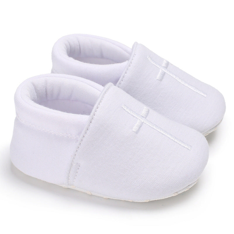 CROSS PRINT BABY BAPTISM SHOES - Little JQube