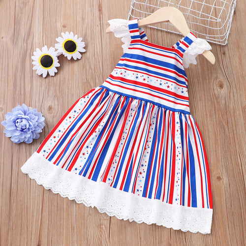 Summer Sleeveless Firework Flag Dress - Little JQube