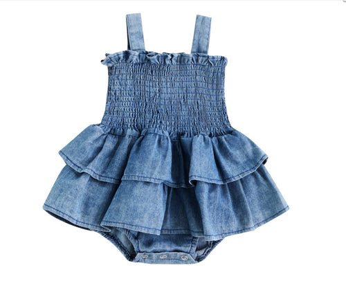 Sleeveless Denim Romper - Little JQube