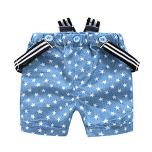 Load image into Gallery viewer, Anchor Pattern Bow Tie Shirt and Stars Print Suspender Shorts Set - Little JQube
