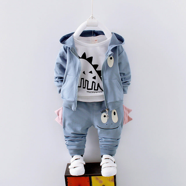 3PCS Dinosaur Print Boys Outfit - Little JQube