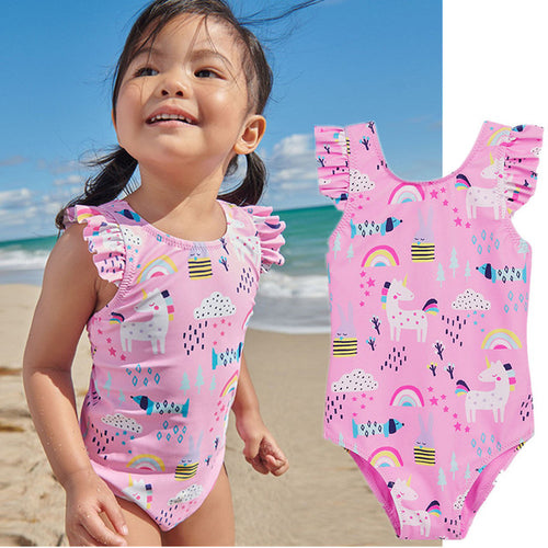 Unicorn and Cloud Print Swimsuit - Little JQube