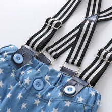 Load image into Gallery viewer, Anchor Pattern Bow Tie Shirt and Stars Print Suspender Shorts Set - Little JQube
